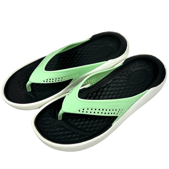 Crocs LiteRide Beach Flip-Flops US Womens 7 - Mens 5 Light Green Sandals Summer - Picture 1 of 12